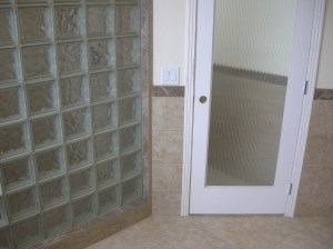 Glass Block, Tile Wainscoating, Tile Floor in Master Bath - Bend, Oregon