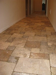 Tumbled Travertine Floor Asymmetrical Setting