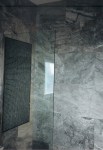 travertineshower and clearglass