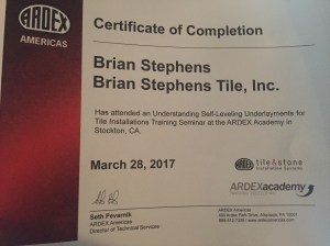Tile Bend Oregon- ardex certification